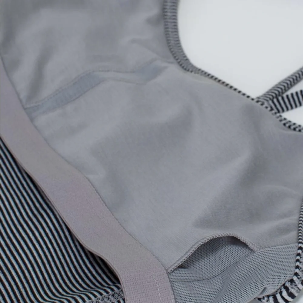 Lululemon Power Y Tank *Luon Tonka Stripe Black Grey Sporty Yoga Lulu Size 8